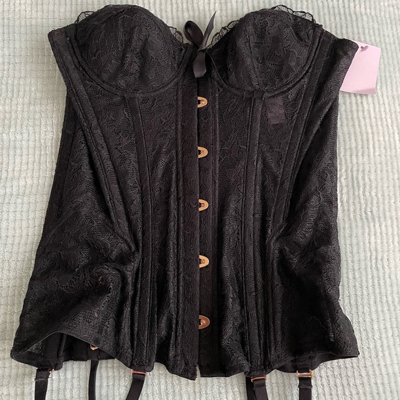 Savage x Fenty Black Lace Strapless Corset Bustier Lingerie Top Size Small NEW - Picture 3 of 6